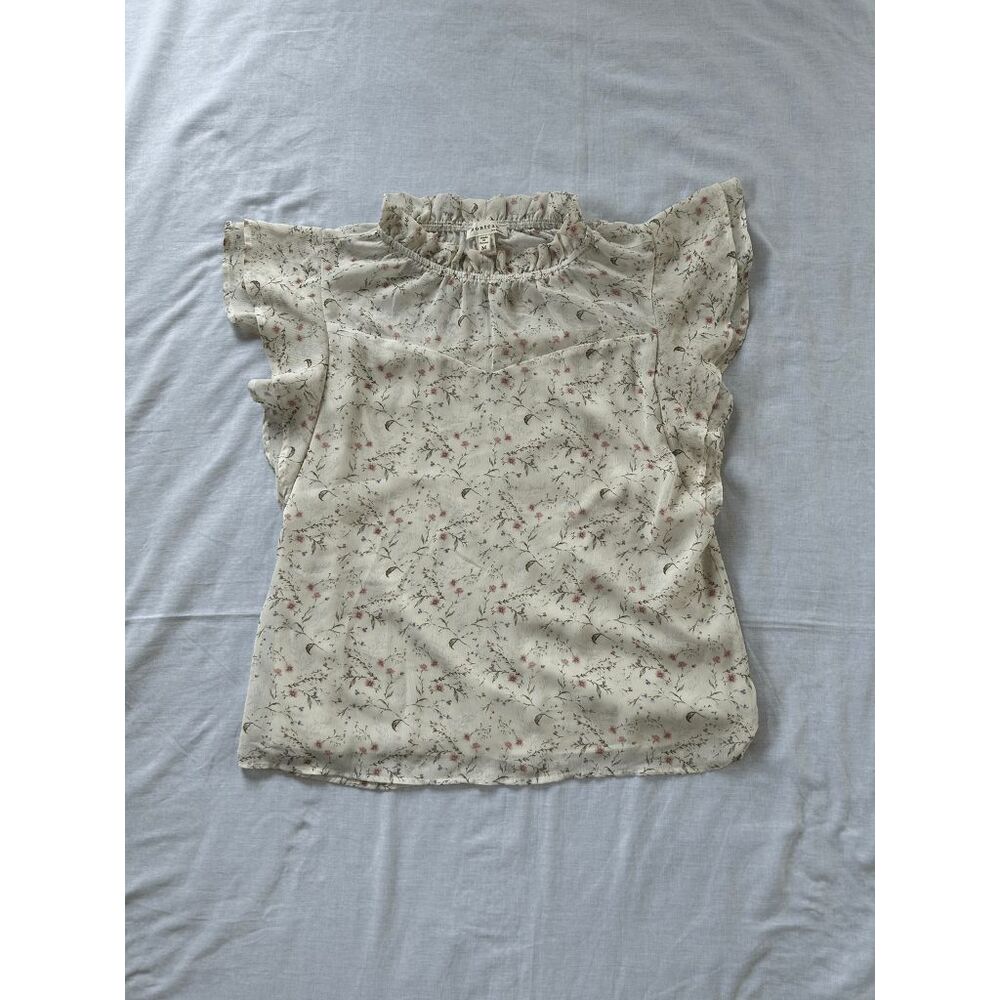 Monteau Los Angeles Flower Shirt, Size Medium, Ruffles, Cottagecore, Summery